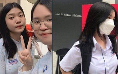 Ngoc Huyen, Loira Girl, gosta de brincar de adultos com as mãos